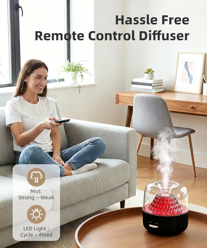 KinYiLO Small Essential Oil Diffuser for Home, Stylish Volcano Mountain View & Colorful Lighting, Aromatherapy Aroma Diffu...