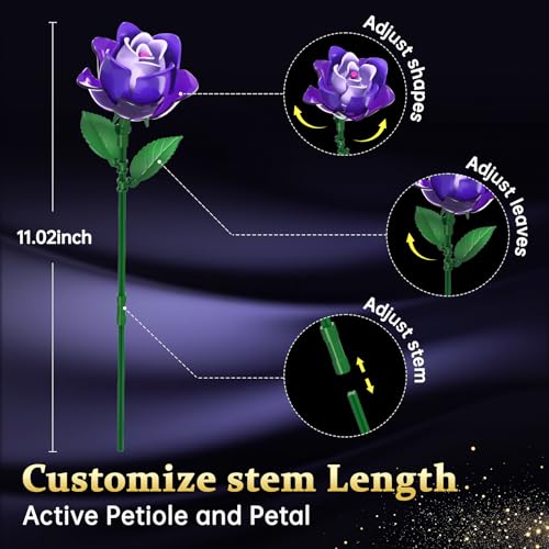 Gothic Rose Bouquet Building Set, Compatible with Lego Flowers, Halloween Botanical Collection for Home Decor, Creative Gi...