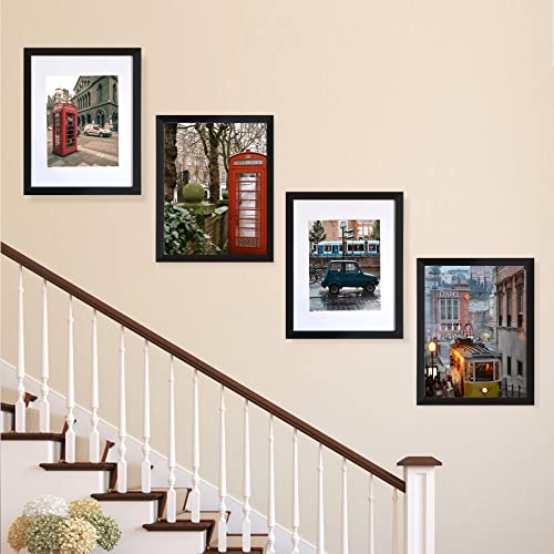 BESCRCL 11x14 Picture Frame Black Set of 6, Display Pictures 8x10 with Mat or 11x14 without Mat, Photo Frames for Wall Mou...
