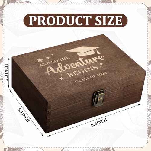 CroBlissful School Years Memory Box Graduation Keepsake Box 2026 Wooden Memory Boxes High School College Graduates Cap and...