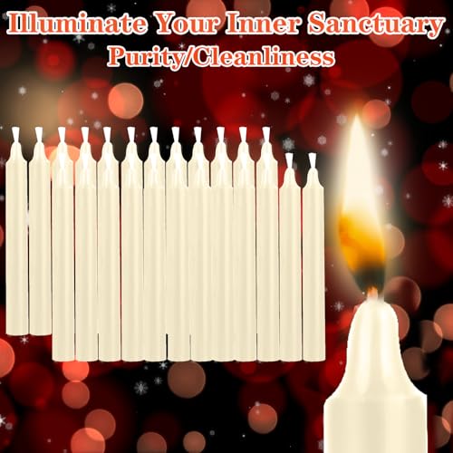 Kunrsug 24 Pack Ivory Color Spell Chime Candles – Premium Mini Unscented Taper Candles for Rituals, Prayer, Birthdays, Med...