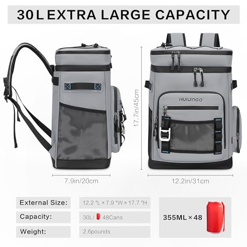 Hulongo Large Waterproof Insulated Cooler Backpack for Men & Women, Leak Proof Cooler Backpack for Camping, Beach, Fishin...