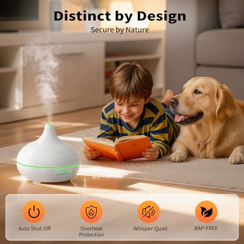 URPOWER 300ml Sleep Diffuser for Bedroom, All-Night Essential Oil Diffuser, Quiet Ultrasonic Cool Mist, Auto-Off & Timer, ...