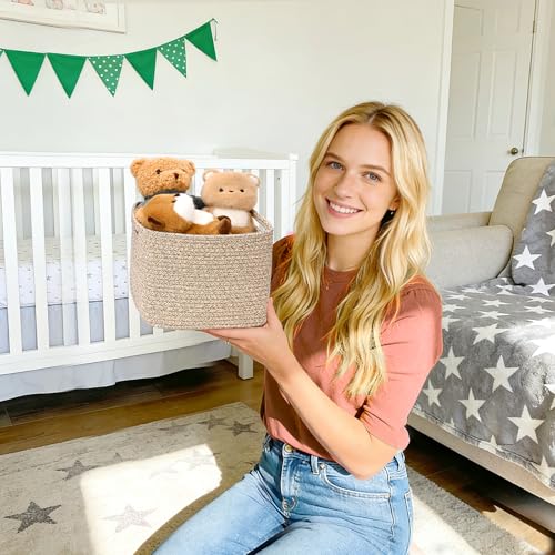 Degeyoyo 3 Pack Cube Storage Bin, 9”x9”x7” Cotton Rope Woven Baskets for Organizing Toys Clothes Towels, Square Gift Stora...