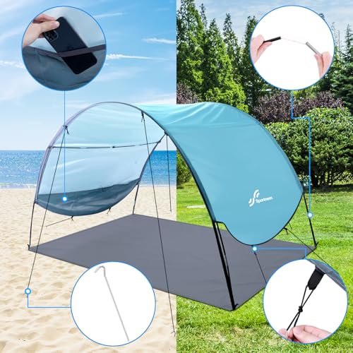 Sportneer Beach Tent Sun Shelter: UPF 50+ UV Protection Beach Canopy Tent Sun Shade for 2-3 Person, Easy Set Up Canopy wit...