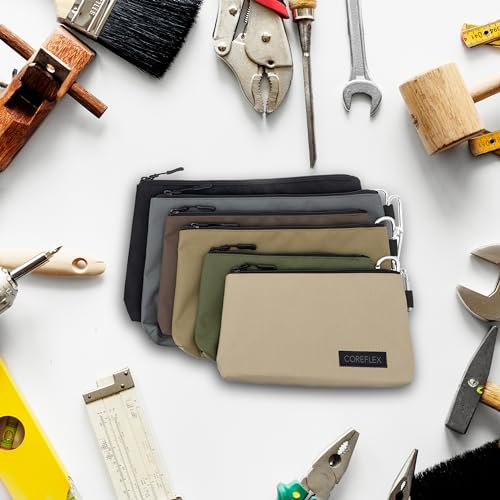 COREFLEX Premium Tool Pouch Zipper Bag, Small Tool Bag, Multipurpose Storage pouch, Heavy duty Flat Bottom Tool bag with Y...