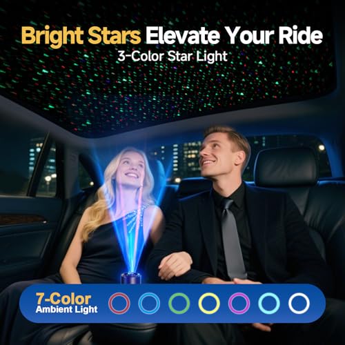 Smart Car Air Freshener with Star Light & 100ml Diffusers Oil Refills, Auto On/Off Aroma Diffuser, 3 Adjustable Mist Modes...