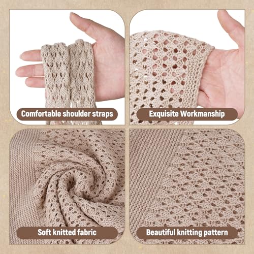 baotongle Crochet Beach Tote Bag for Women Knit Boho Aesthetic Summer Vacation Bag Large Casual Shoulder Handbag for Travel