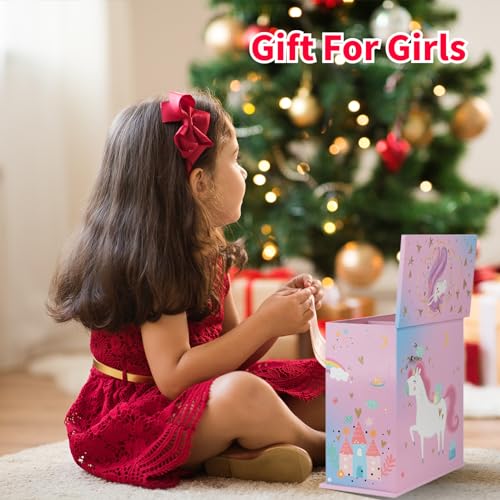 efubaby Jewelry Box for Girls 5-Layer with Swing Door Spinning Ballerina Unicorn &Castle Design Unicorn Jewelry Set Includ...