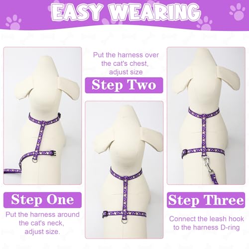 Guiqulai 2 Pack Cat Harness and Leash with Collar Set, Escape Proof Cat Harness Adjustable Kitten Harness Glow in The Dark...