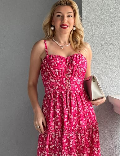 GRACE KARIN 2026 Women's Spaghetti Vacation Sundress Summer Beach Flowy Boho Floral Maxi Dresses with Pockets