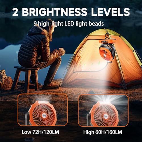 Sireck Camping Fan Rechargeable Portable Fan 12-Inch, 40000mAh Battery Powered Fan with LED Light, Digital Display, Timer,...