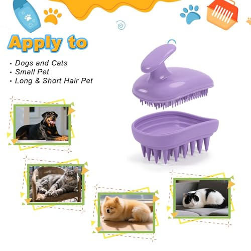 2-in-1 Dog Bath Brush for Grooming & Massage - Pet Silicone Brush for Long & Short Haired Dogs and Cats, Dog Scrubber for ...