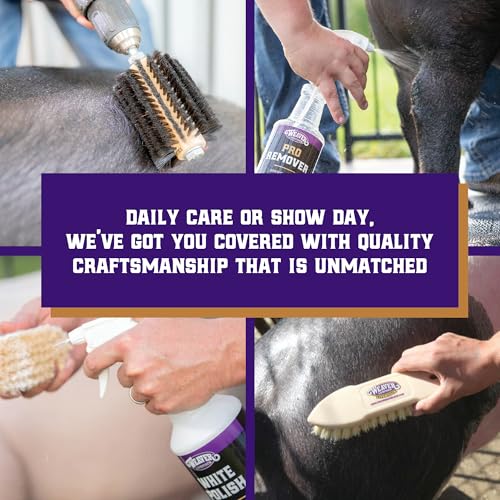 Weaver Livestock Barn Brush, Wooden Grooming Brush for Goat, Sheep, Pigs, Cattle, Stiff Bristles for Dirt Removal, Show An...