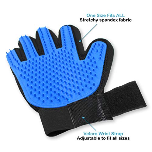 Pets First Dog Grooming Gloves Best Professional Deshedding, Brushing, Cleaning Mitt Tool for Small, Medium or Large Dogs...