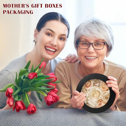 Flower Boxes for Arrangements Nesting Round Gift Boxes with Clear Lids Black Round Boxes for Flowers Set of 4 Assorted Siz...