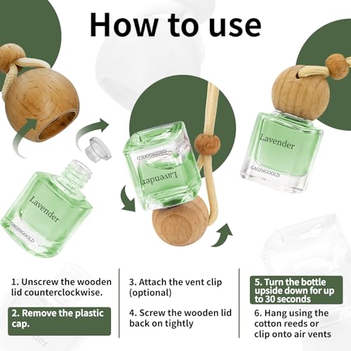GAGINGOOLD Car Air Freshener Hanging 2 Pack, Lemon Grass Scent Essential Oil Diffuser Long Lasting Up to 150 Days, Cute Ca...