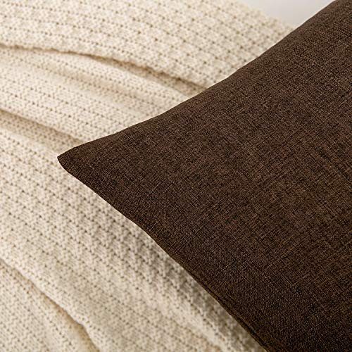RainRoad Linen Decorative Throw Pillow Covers Cushion Cover Pillow Case for Sofa Couch Bed Chair, Soft Square Dark Brown T...