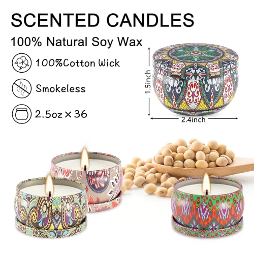 Pliadvbu 2.5×36 Gift Set Scented Candles for Women, Soy Wax Aromatherapy Candles for Thanksgiving, Christmas, Birthday, Mo...