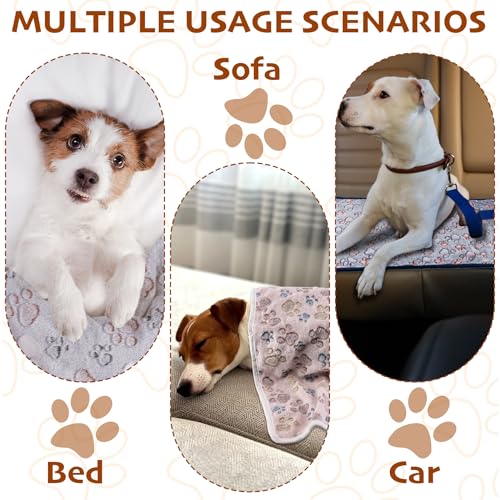 1 Pack 3 Blankets Fluffy Premium Fleece Soft Pet Blanket Flannel Throw for Cat Dog Puppy (Small 23x16'', Paw-White/Pink/Br...