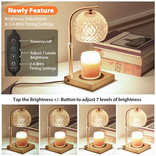 Mocalido Candle Warmer Lamp with Timer, Dimmable Electric Candles Warmer Adjustable Height, Top Candle Melter Lamp for Sce...