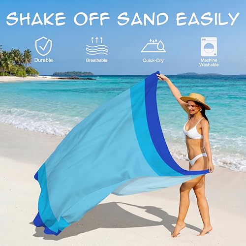 Aroveea Beach Blanket Waterproof Sandproof 1-7 Adult Oversized 78 '' × 81 '' Lightweight Durable Compact Sand Free Beach M...