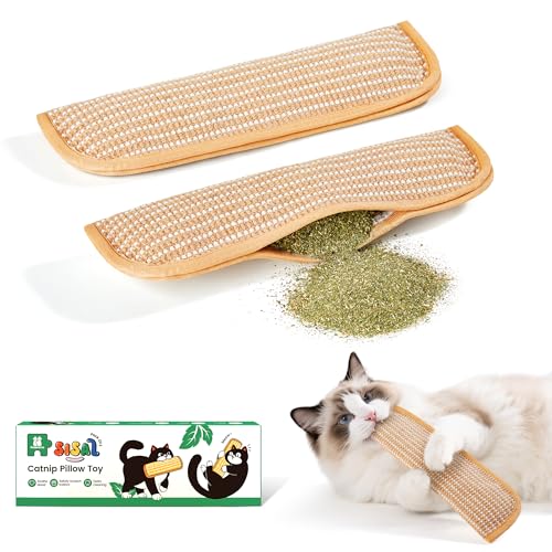 Potaroma Cat Toys Pack of 2 with 6000mg A+ Organic Catnip, Soft Sisal Material Indoor Kitten Scratching and Kicker Toys, D...