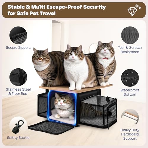 Top and 2 Sides Expandable Pet Carrier 17x11x9.5, TSA Airline Approved Small Dog Carriers for Small Dogs, Soft-Sided Cat C...