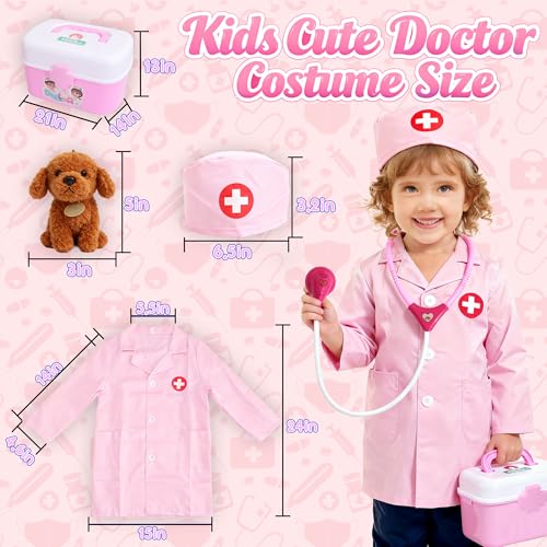 Girl Toys Doctor Kit for Toddlers 3-5 with Plush Dog, 39 PCS Kids Vet Play Set with Heartbeat Sound Stethoscope & Dress Up...
