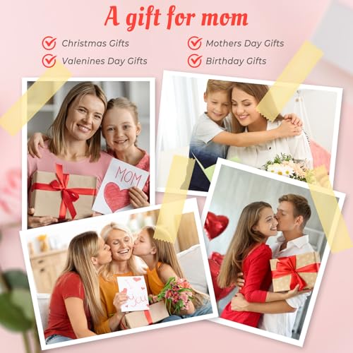 Gifts for Women Mom Rose with Necklace: Preserved Red Flowers Jewelry Presents for Mother Mama from Daughter Son