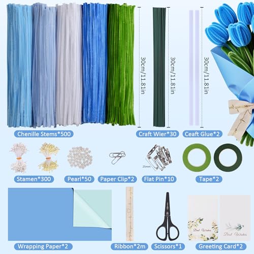 EARLY MINDS 500 Pcs Pipe Cleaners Craft Kit for Flower Making, Complete DIY Bouquet Set with with Tutoria, Chenille Stems,...