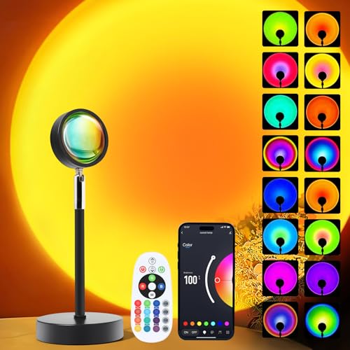 Sunset LED Lamp Projector, 21 Colors Changing App & Remote Control Mood lighting, Music Sync Ambiance Lighting, Sunset Lam...