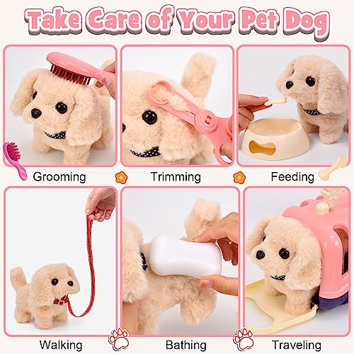G.C 13Pcs Dog Toys for Kids Girls, Walking Barking Electronic Interactive Stuffed Dog Plush with Carrier & Accessories Toy...