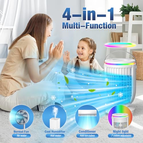 AI Portable Air Conditioners Fan with 120° Rotating Function,Personal Evaporative Mini Air Conditioners,Portable AC Unit A...
