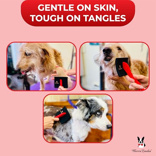 Warren London FurBreeze Pro Max Doodle Brush for Dogs – 4" x 3" Grooming Brush for Long & Thick Coats – Removes Mats & Tan...