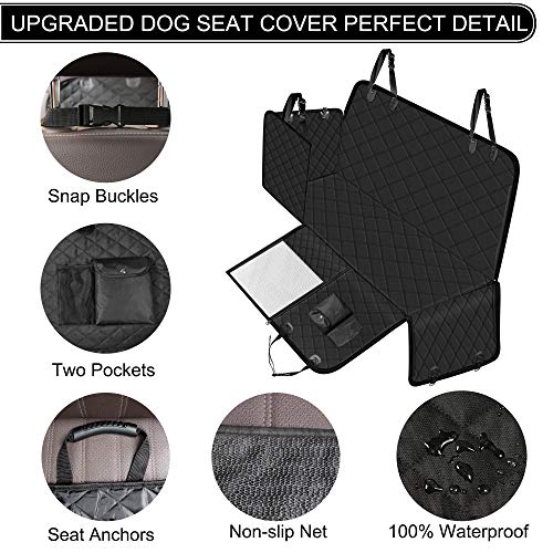 Femuar Dog Car Seat Cover with Storage Pockets Mesh Visual Window, Waterproof Nonslip , Heavy Duty Scratchproof Pet Dog Ba...