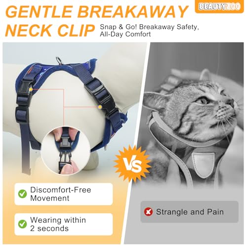 BEAUTYZOO Cat Harness and Leash for Walking, Escape Proof Soft Adjustable Vest Harnesses for Small Cats Kittens, Easy Cont...