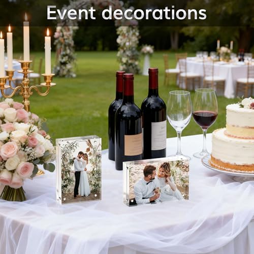Tceauio Polaroid Small Wallet Size Picture Frames, 4 Pack Magnetic Clear Acrylic 2.5 x 3.5 Picture Frames, Business Card F...