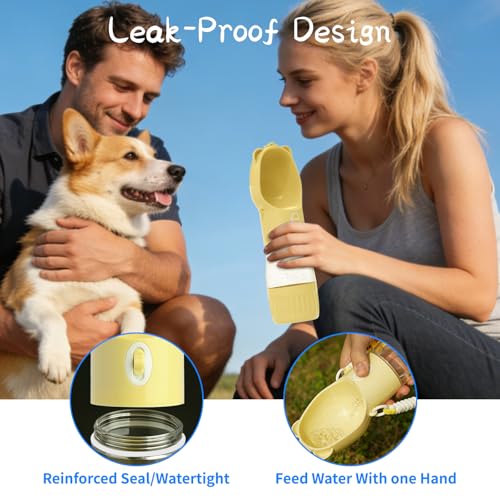 YFL Portable Dog Water Bottle with Food Container - 2 in 1 Travel Puppy Water Dispenser with Crossbody Sling & Strap - Lea...