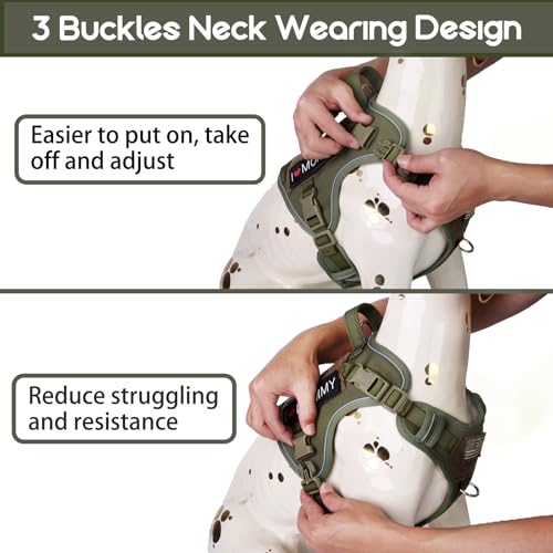 BUMBIN Tactical Dog Harness with Laesh Set，No-Pull Service Fit Smart Dog Vest with Hook & Loop Panels,Adjustable Dog Vest ...