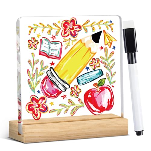 Personalize Name Teacher Appreciation Gifts Boho Floral Teacher Gifts for Women Teachers Pencil Sign Decor for Office Home...