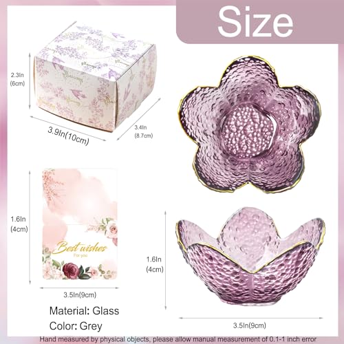 Purple Flower Jewelry Dish Glass Ring Holder Dish Jewelry Tray Cute Vanity Organizer Aesthetic Nightstand Bathroom Room De...