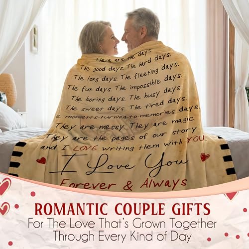 WRAPIX Anniversary Wedding Gifts for Husband Wife - Fleece Throw Blanket for Couch Bed 60x80 in - Mothers Day Fathers Day ...