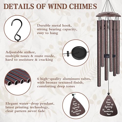 House Warming Gifts New Home, 32" Bronze Wind Chimes Housewarming Gifts, New Home Gift Ideas for Women Men Homeowners Coup...