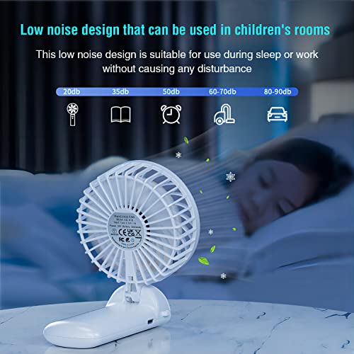Psecici Handheld Fan, Mini Portable Personal Fan with lanyard, 4 Speeds Level 180° Foldable Design for Desk/Travel/Office/...
