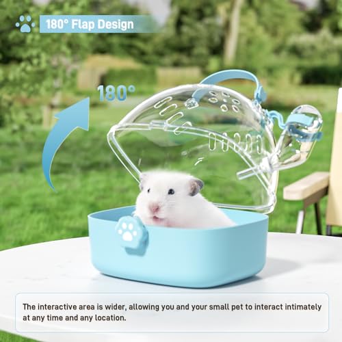 BUCATSTATE Small Animal Carrier Cage with Water Bottle, Portable Hamster Travel Carrier Carry Case 7.24" L*6.69 W *6.42" H...