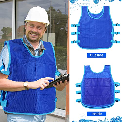 Hicarer 4 Pcs Cooling Vest for Men with 48 Ice Bag Adjustable Ice Vest Suit Heat Relief Cool Jacket for Hot Weather Working