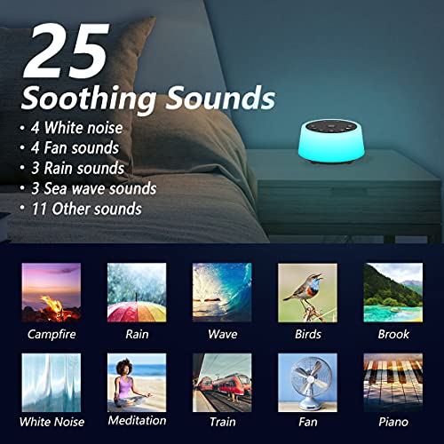 Color Noise Sound Machines with 10 Colors Night Light 25 Soothing Sounds and Sleep White Noise Machine 32 Volume Levels 5 ...