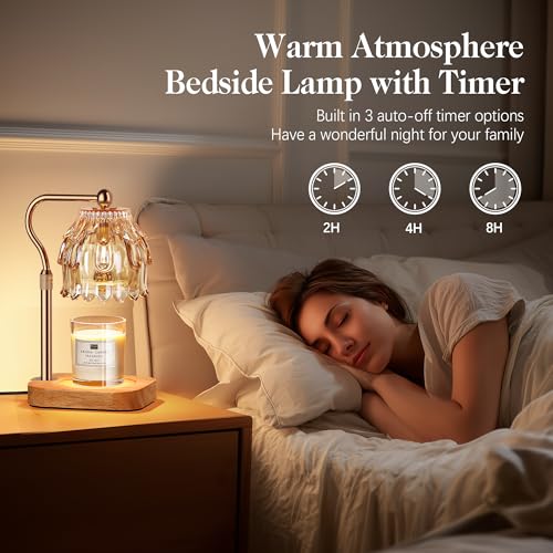 Candle Warmer Lamp with Timer Dimmer, Modern Wax Warmer for Scented Wax Jar Candle Warmer with 2 Bulbs, Adjustable Height ...