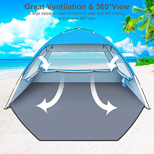Gorich Beach Tent Sun Shelter for 3/4/6/8/10 Person with UPF 50＋ UV Protection, Lightweight & Easy Setup Beach Shade Canop...